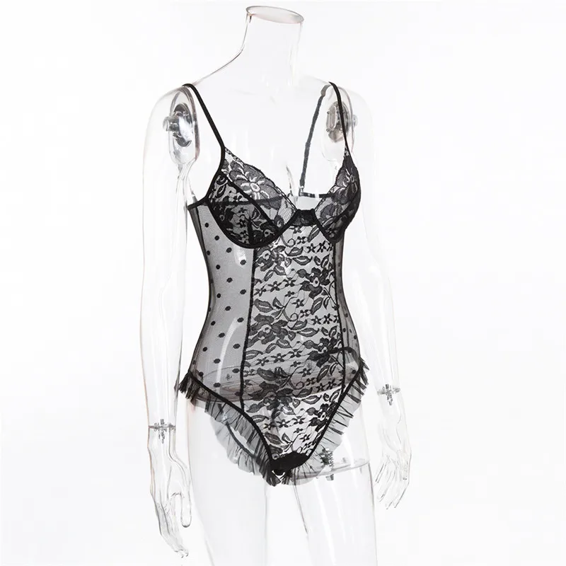 2018 Elegant Polka Dot Mesh Sexy Bodysuits (16)