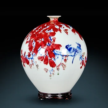 

Jingdezhen Ceramic Vase Living Room Home Decoration Master Of Chinese Style Master's Hand Painting And Good Luck porcelain vase
