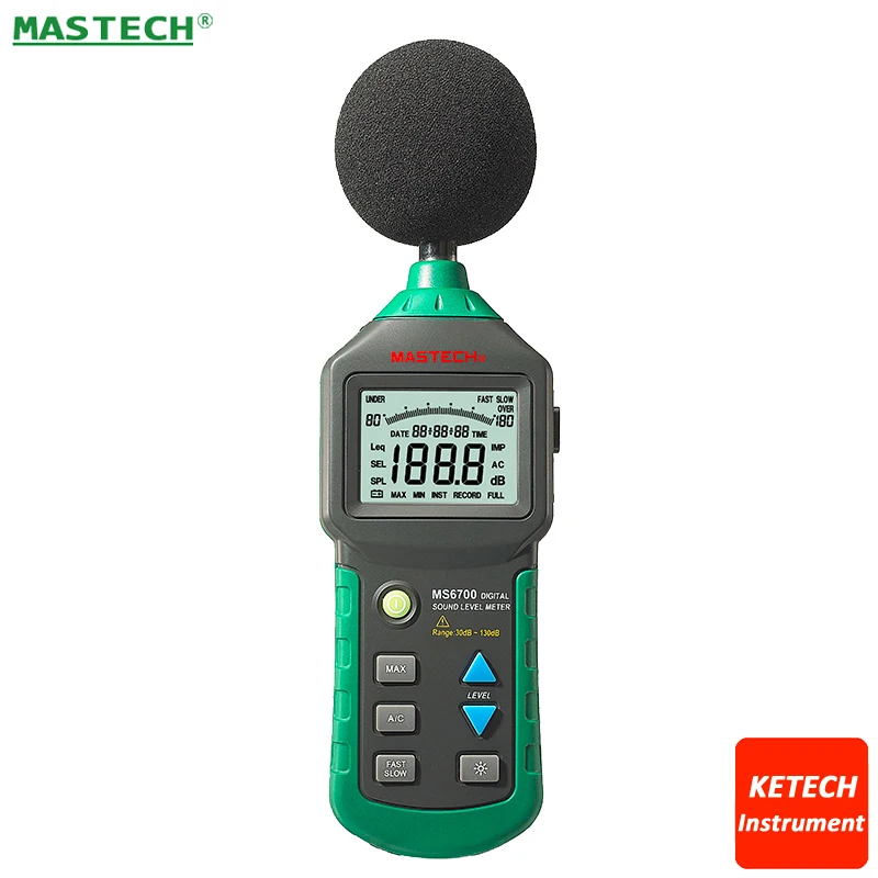 

Autoranging Digital Sound Level Meter Tester 30dB to 130dB MASTECH MS6700