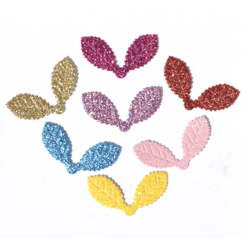 40 шт. фетровые аппликации в виде листьев 20 х35 мм|felt applique|padded felt appliqueglitter applique |