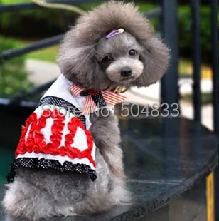 

Dogs Lace Party Dress Pet Products Puppy Doggie Summer Style Cotton Dresses with Bow white S-XL puppy-clothes Clearance