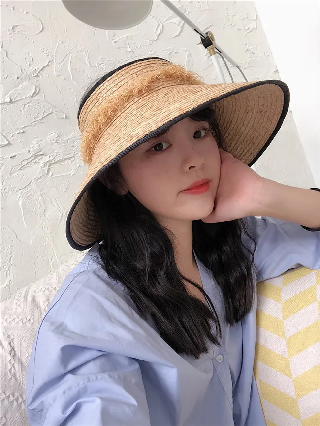  Sun hat summer hat for women beach hat ladies straw  raffia hat sun visor hat women sun visor straw raffia sun visor caps (7)