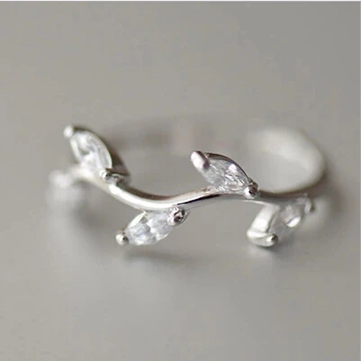 olive branch Cute ring 100% 925 Sterling silver Jewelry  Vintage Adjustable rings for women Christmas gift