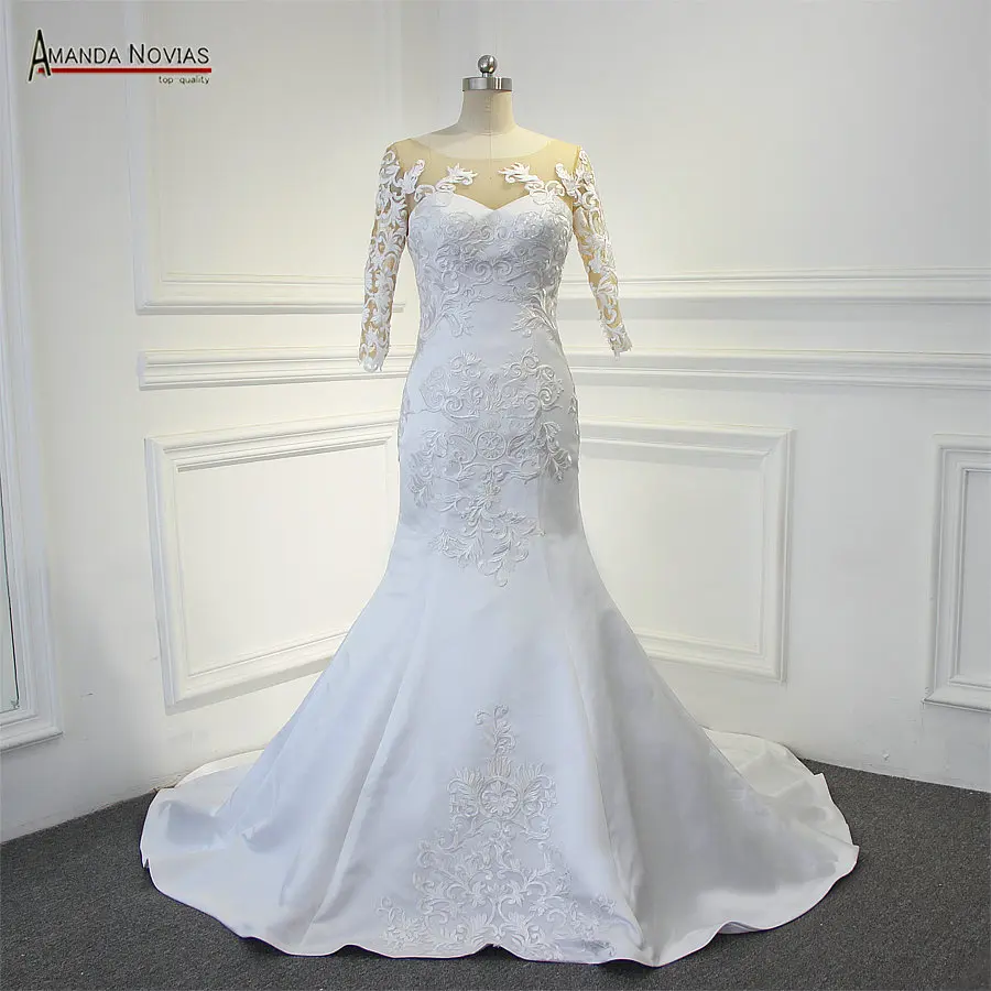 

2019 New Fasionable Elegant Half Sleeves Bridal Wedding Dress Robe De Mariee Vestidos De Noiva