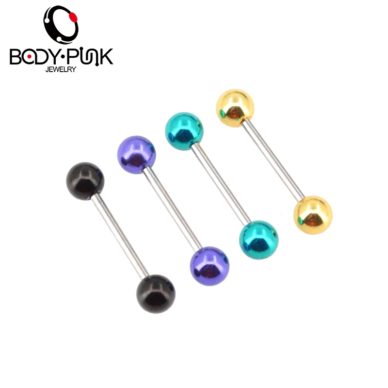 JFORYOU 100Pcs 14G Tongue Rings Stainless Steel and Acrylic Nipple Tongue Piercing Assorted Candy Barbells Body Piercing Jewelry