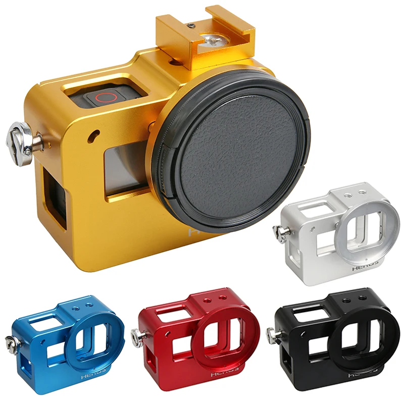 

Aluminum Hero 5 case Camera Accessory Alloy cage Protective Housing Case Cover Metal frame +UV filter for Go Pro hero5 GoPro