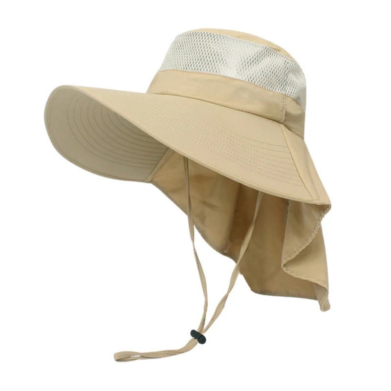 Походные кепки для рыбалки Защита от солнца широкополая шляпа с горлышком водостойкая дышащая охотничья походная шляпа - Цвет: K