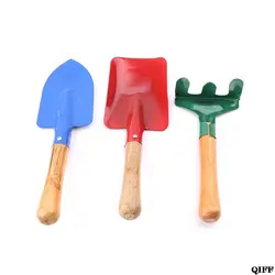 Прямая поставка и оптовая продажа 3 шт. садовый инструмент Лопата, грабли деревянный цветы для ручек посадки малыш пляж игрушки APR29