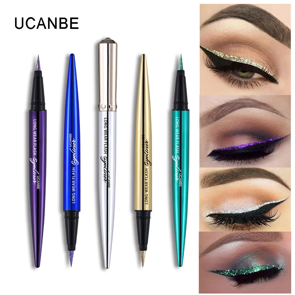 

UCANBE 5 Colors Multi-function Glitter Liquid Eyeliner Eyeshadow Pen Metallic Shimmer Eyeliner Pencil Makeup Shiny Eyes