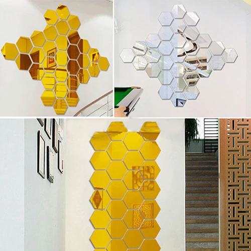 

ZOOYOO 3D Acrylic Modern Mirror Decal Art Mural Wall Sticker Removable DIY Home Decor