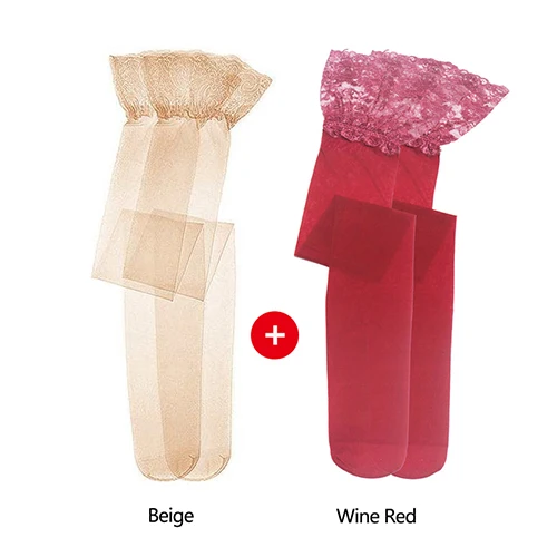 CYHWR сексуальные кружевные однотонные прозрачные ультра тонкие ноги чулки для женщин нижнее белье черный/белый/кожа/цвет красного вина - Цвет: Beige-Wine Red