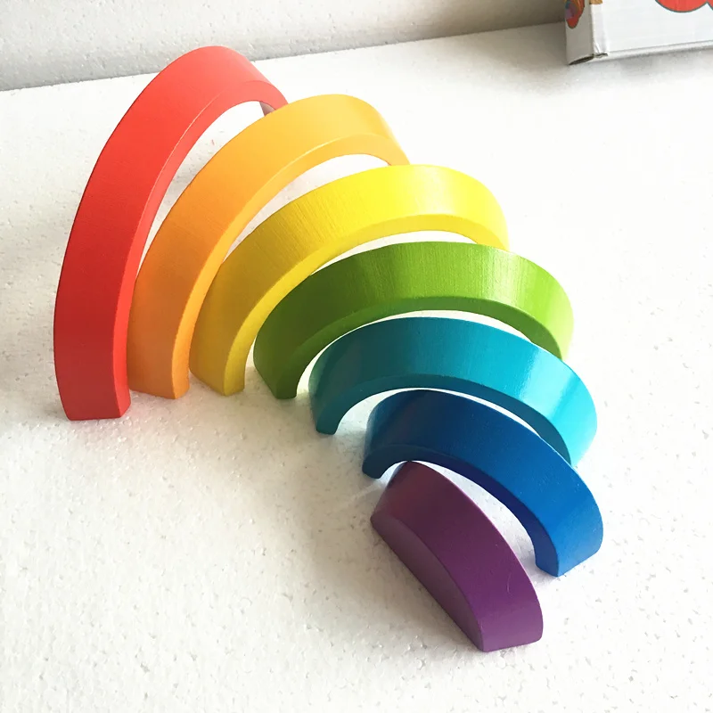 

New Baby Toys 7Pcs Rainbow Assembling Blocks 25*3*13CM Infant Creative Rainbow Blocks Child Educational Montessori Birthday Gift