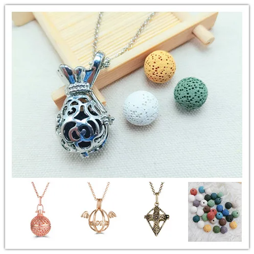 

SHIYING 2019 (with one 16MM Lava Stone) Vintage Aromatherapy Perfume Essential Oils Diffuser Necklace have more than 200 design