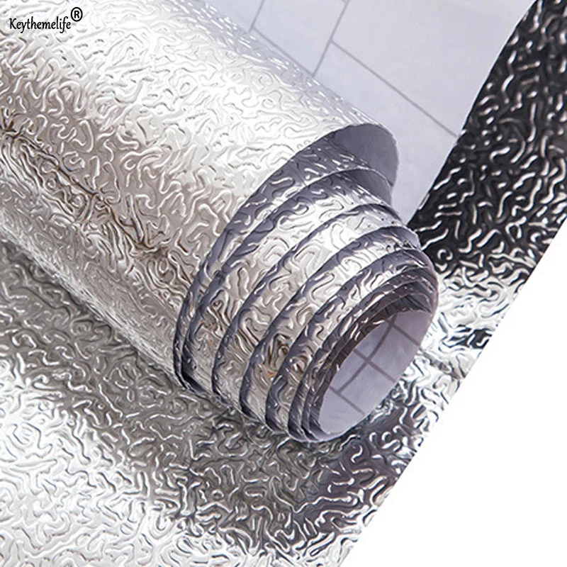 

Waterproof Sticker Aluminum Foil Kitchen Oil Proof Kitchen Stove Cabinet Stickers Self Adhesive Wallpapers DIY Wall Stickers