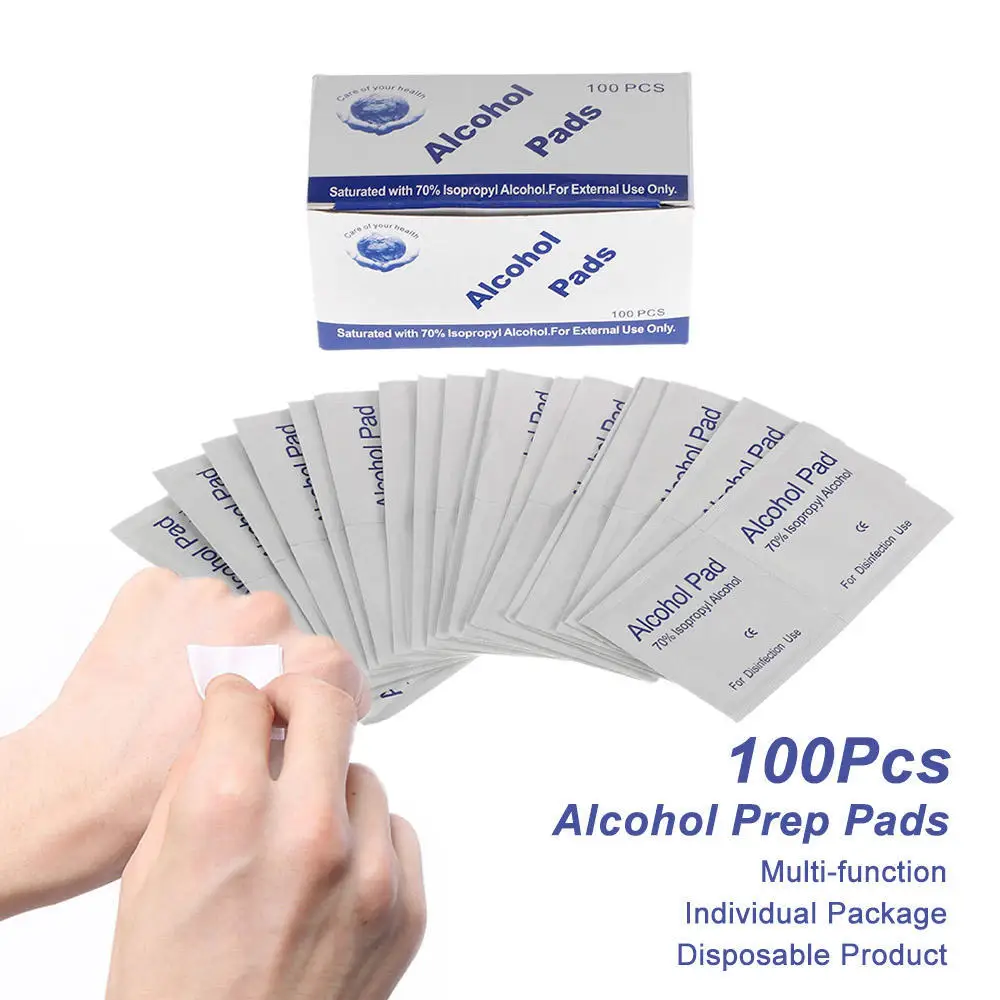 Murah 100 Pcs set Portable Alkohol Penyeka Bantalan Tisu Antiseptik Pembersih Cleaning Sterilisasi Pertolongan Pertama Rumah Makeup