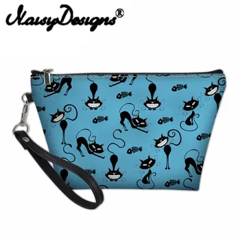 

Noisydesigns Cosmetic Bag Makeup Organizers for Cartoon Cat Prints Toiletry Bag Travel Cosmetic Cases Lady Vanity Case Pochette