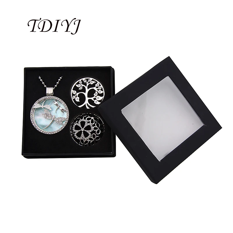 

TDIYJ 1Set New 1.2MM Thickness Crystal Dragonfly Coin Holder Necklace with Green Shell Coin Life Tree and Black Jewelry Coin Box