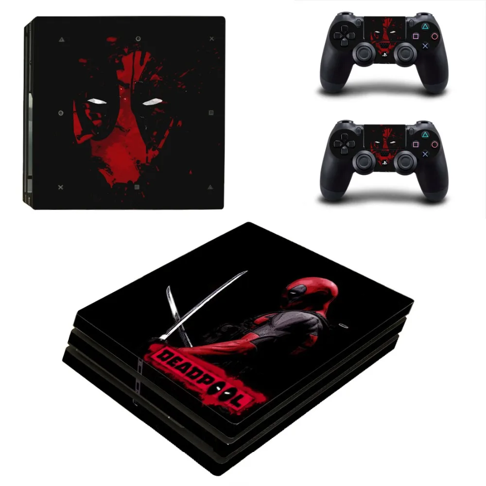 

OSTSTICKER Deadpoor Vinyl Skin Sticker for Sony PS4 Pro For Sony Play Station 4 Pro Console and Controllers Skins Decal