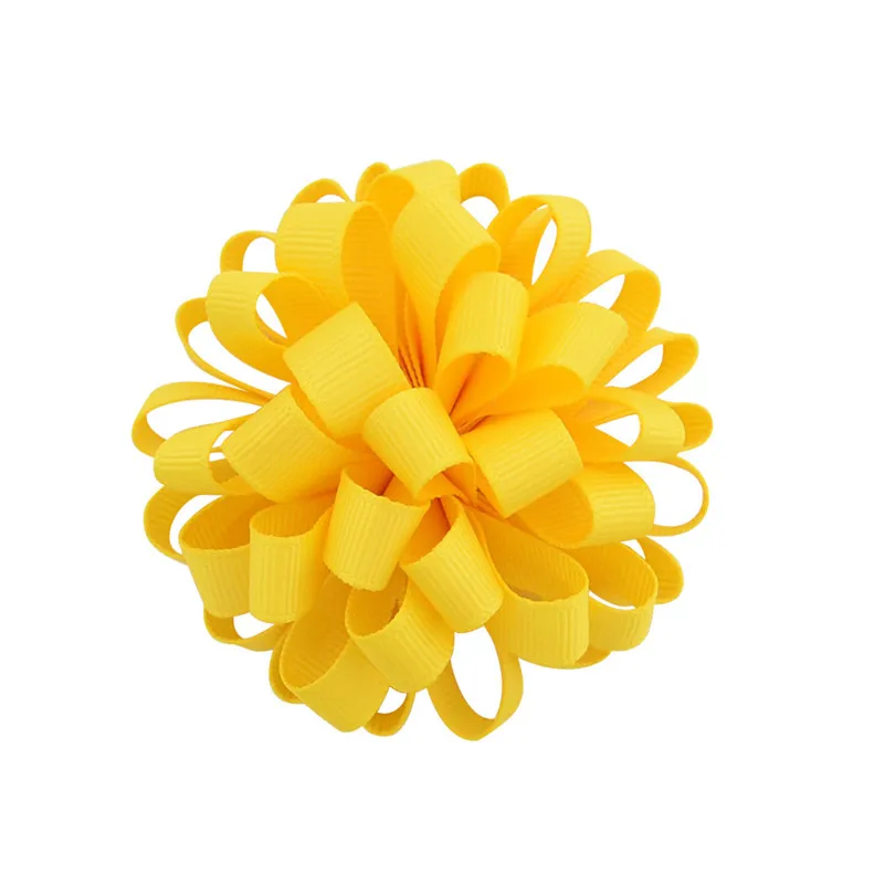 Полушарный цветок ткань эластичные резинки для волос корейский сплошной цвет резиновые галстуки-ленты Детские волосы для девочек аксессуары ленты - Цвет: 10 Yellow