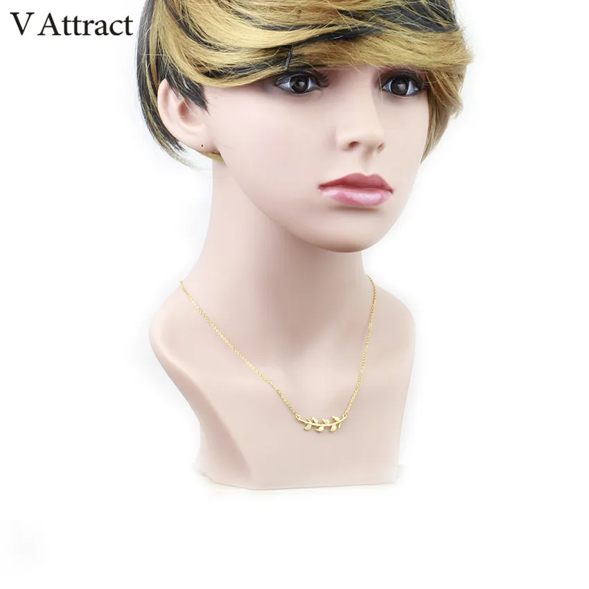 V Attract 10pcs Stainless Steel Chain Colar Feminino Inspirational Best Friends Bamboo Branch CZ Leaf Charm Necklace