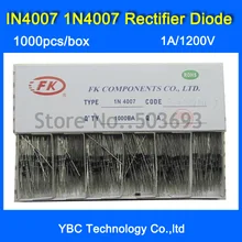 Бренд FK1000pcs/лот 1N4007 IN4007 4007 1A/1200 V выпрямительный диод