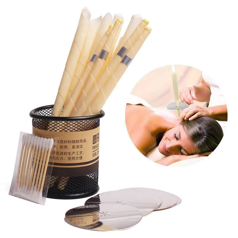 

Ear Cleaner Indiana Candling Fragrance Hopi Ear Candle 10Pieces Wax Remover Horn Earplug Tray Round Aromatherapy Ear Candle