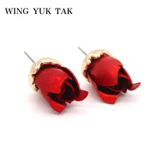 Крыло ЮК так Винтаж Красная роза цветок корейские серьги для женщин модные свадебные серьги гвоздики ювелирные изделия в стиле "Бохо"