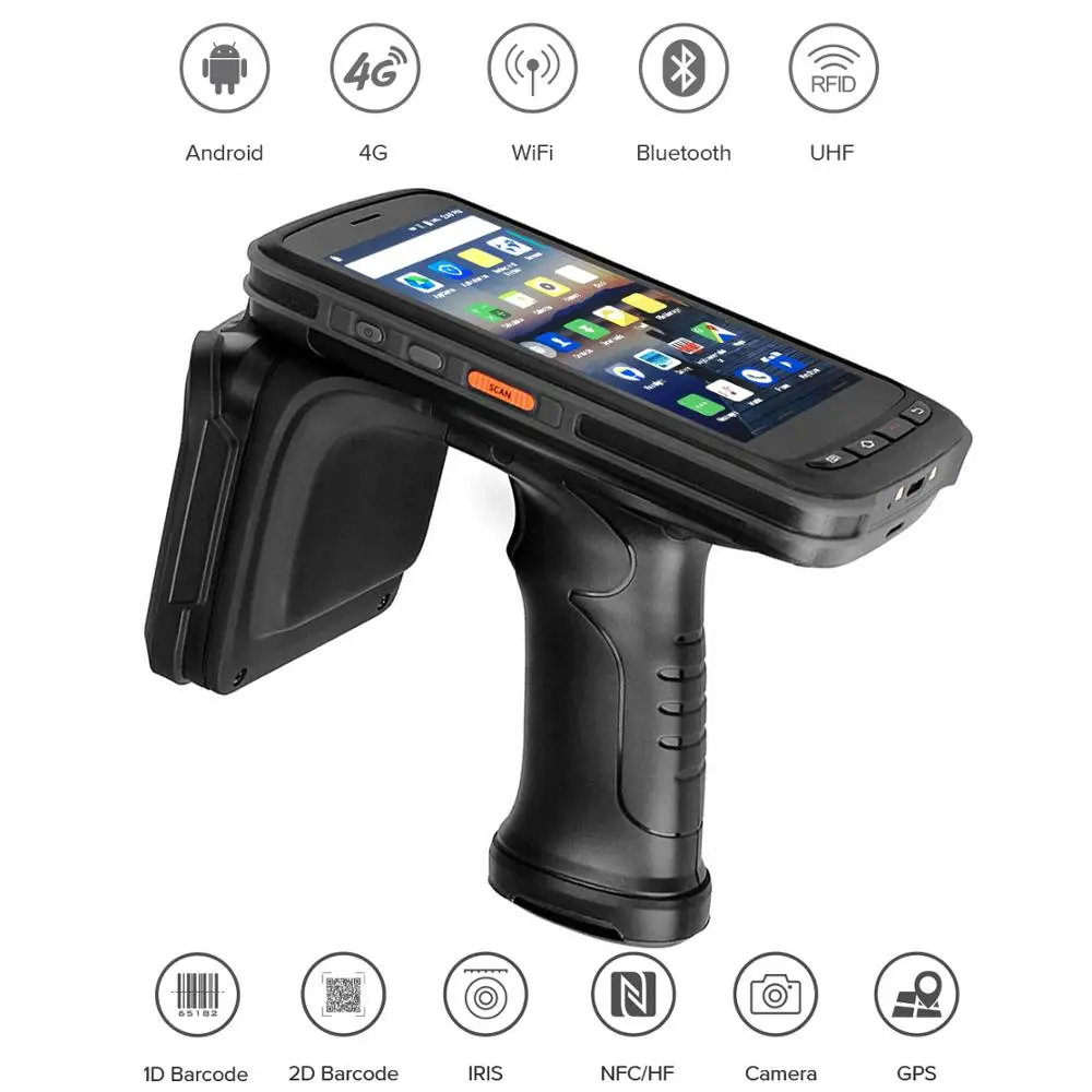  High Performance Android 6.0 Mobile Computer 5.2 Inch UHF RFID Long Range Reading Distance Reader W
