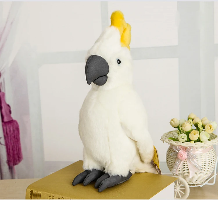 25cm Simulation Cockatoo Plush Toys Kawaii White Parrot Stuffed Toys