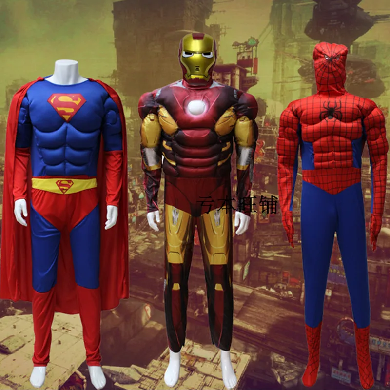 adult mens spidermanbatmansupermanironman costumes filling muscle cosplay costume male men halloween party superhero costume - Halloween Muscle adult mens spidermanbatmansupermanironman costumes filling muscle cosplay costume male men halloween party superhero costume - Halloween Muscle