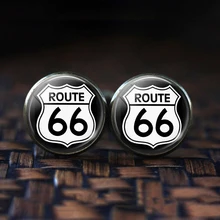 Route 66 Silver Plated Men Fashion Cufflinks Personalized Peace Symbol Shirt Cuff Links Wedding Cufflinks for Husband fashion silver plated 26 english letters metal cufflinks h cuff links