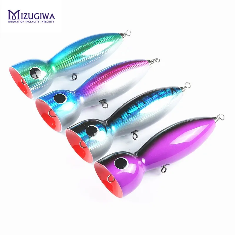 

MIZUGIWA Boat Fishing Lure Popper Saltwater Big Game Topwater GT9 Lure Handcraf Wood Bait Mustad Hook Bass Carp Leurre Dur De