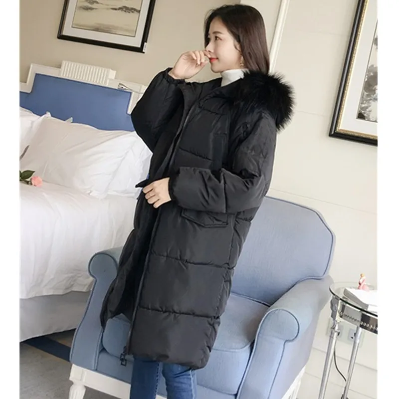 2019 Nouvelle Le Mode Casual Veste Manteau black Femmes Coton white Creamy De Chaud Parka Hiver Outwear Col Longue Femme Pain Bas Fourrure Genou Vers raWwt6rqf