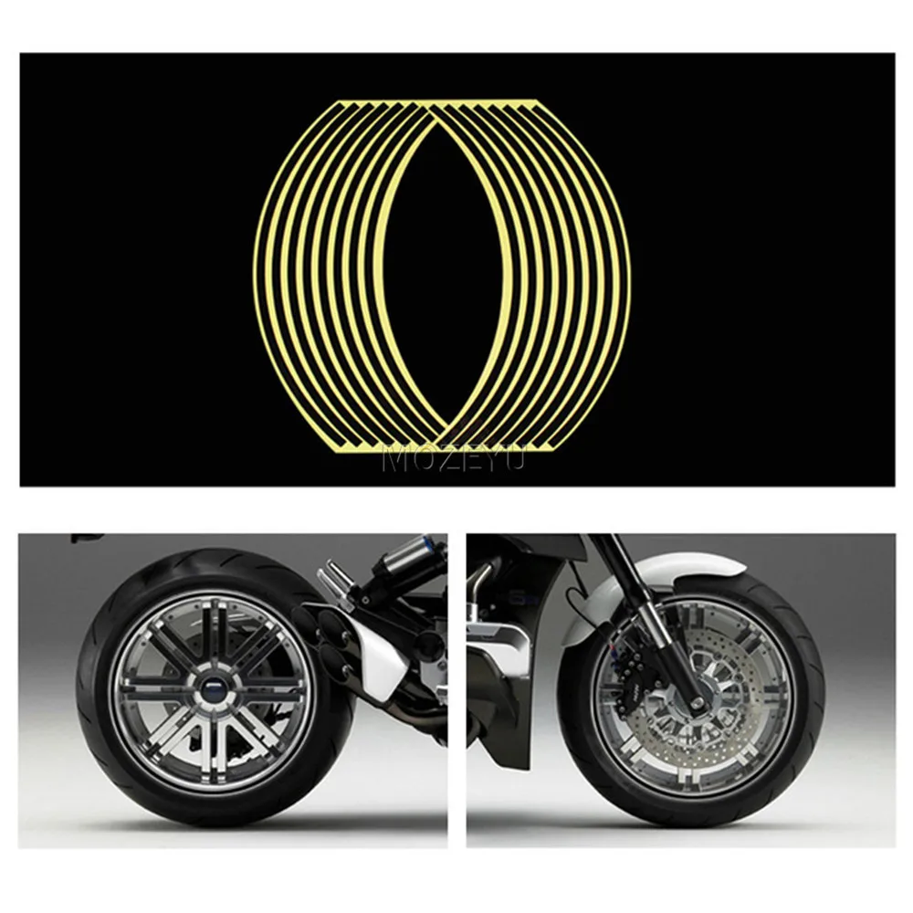 

MOZEYU 17/18 inch 16 Strips Motorcycle Auto Wheel Rim Motorbike Moto Stickers motorcycle sticker wit Fluorescent