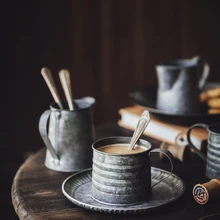 Accesorios de fotografía Retro Drinkware Vintage florero de hierro forjado viejo mango taza comida fruta taza café hogar Cocina