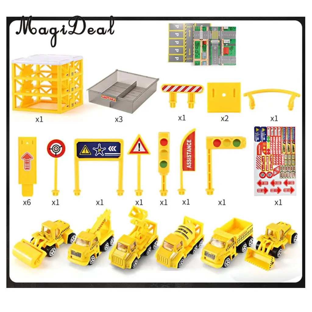 Kids Educational Three-layer Drawers Car Garage Box Storage Parking Lot Building Playset Children Educational Toy