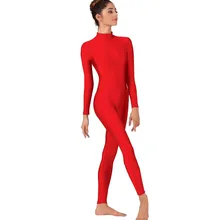 Женский красный комбинезон с длинным рукавом, боди для балета, лайкра, спандекс, цельная водолазка, Одежда для танцев, мужские костюмы зентай