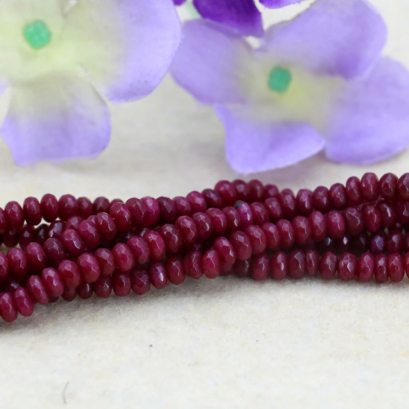 

2x4mm Chalcedony Faceted Deep Red Abacus Shaped Loose Beads 15" Hot Wholesale DIY Fit Women Jewelry Making Gift