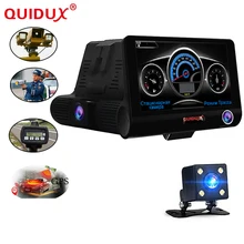 QUIDUX New Russian Voice 3 in 1 Car DVR 4.0 inch car GPS laser radar 1080p HD Car Camera Recorder Laser Detector 3 lens camera
