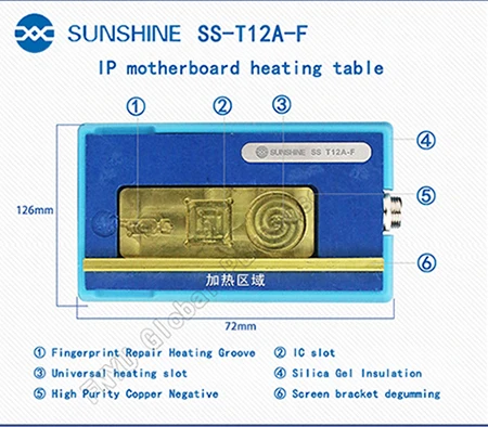 SUNSHINE SS-T12A паяльная станция комплект инструмент для ремонта материнской платы для iPhone 6 7 8 X XS мобильный телефон процессор NAND Отопление ремонт - Цвет: T12A-F