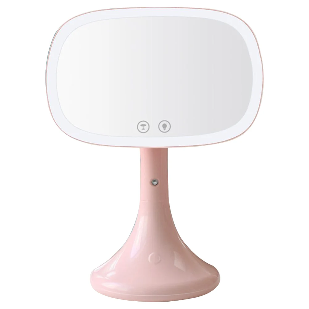 

Led lighted makeup mirror,Moisturizing spray rechargeable vanity mirror Desk lamp Touch screen Table cosmetic mirror-Pink