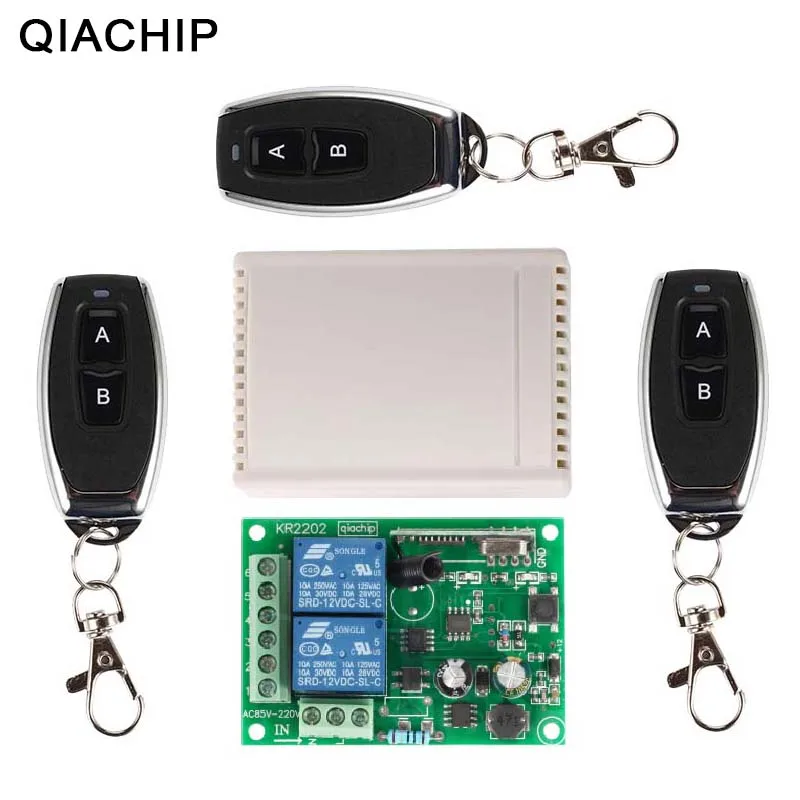 

QIACHIP 433Mhz Universal Wireless Remote Control Switch AC 250V 110V RF Relay Receiver Module + 3pcs RF 433Mhz Remote Controller