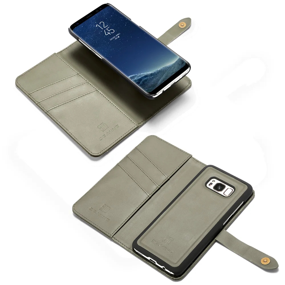 Магнитный съемный кожаный чехол для samsung Galaxy S8 S7 чехол, Роскошный футляр с откидной крышкой для samsung S8 S9 плюс задняя крышка чехол для телефона чехол