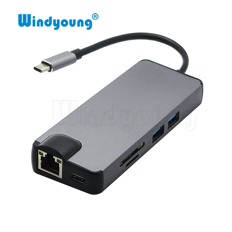 8 в 1 Тип C концентратор к видео HDMI 4k RJ45 Gigabit Ethernet адаптер VGA USB-C концентратора SD Card Reader для Macbook Pro huawei p20 pro