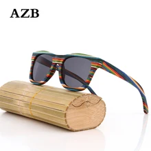 AZB мужские деревянные очки бамбуковые солнцезащитные очки поляриодные бредовые дизайнерские зеркало оригинальные деревянные солнцезащитных Óculos де sol masculino UV400
