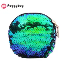 Новейший цветной яркий блестящий двойной цветной Кошелек для монет кошелек на молнии Круглый клатч для наушников Кабельный Держатель для карт