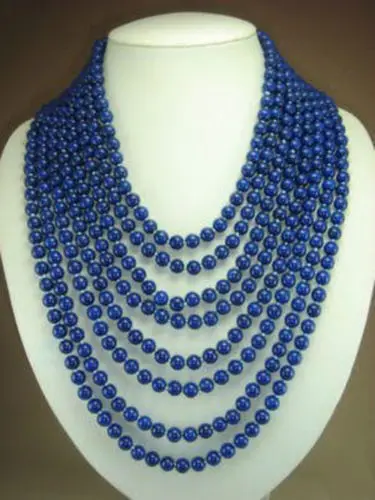 

FREE SHIPPING ****8 rows 6mm blue lapis lazuli beads necklace