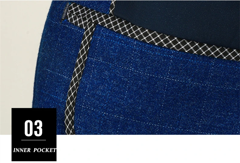 Plyesxale мужской синий клетчатый костюм Slim Fit Свадебные костюмы для мужчин 3 шт мужской деловой костюм Высококачественная брендовая одежда Q124