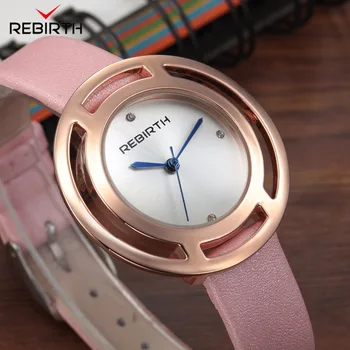 

REBIRTH Simple Ladies Watch Quartz Wrist Watches Luxury Women's Watches Fashion Casual Leather Clock Women relogio feminino saat