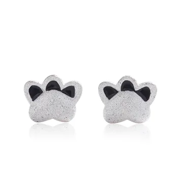 

925 Sterling Silver Hypoallergenic Animals Black Cat Stud Earring for Women Girl Wedding Christmas Gifts Jewelry Brincos A190